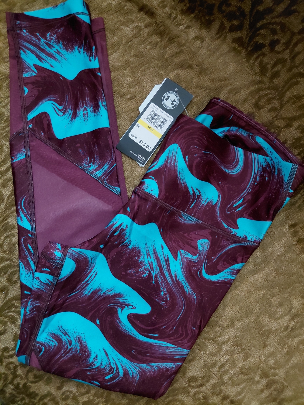 Under Armour Maroon & Teal Swirl Women's Leggings